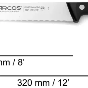 Cuchillo panero Arcos sobre una tabla de cortar con rebanadas de pan