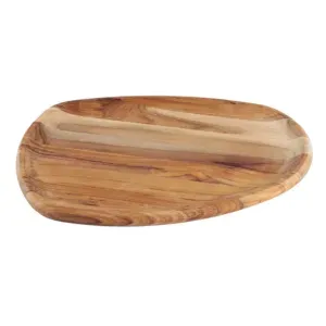 Bandeja de asado de teca rectangular con vetas naturales