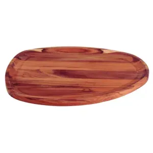 Bandeja de teca rectangular con vetas visibles