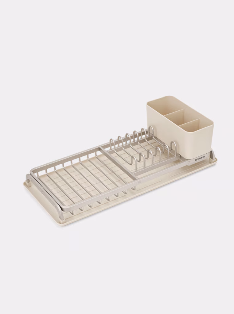 Escurreplatos compacto Brabantia SinkSide color negro con cubiertos