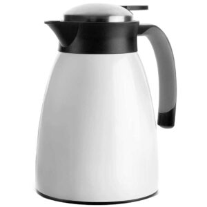 Jarra termo Lacor White de 1 litro con cuerpo blanco mate y tapón de acero inoxidable