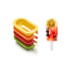 Set de 4 moldes de helado apilables de silicona en colores variados