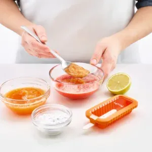 Set de moldes de helado Lékué con un recetario y helados ya preparados