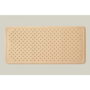 Alfombra de baño de caucho natural beige con ventosas antideslizantes