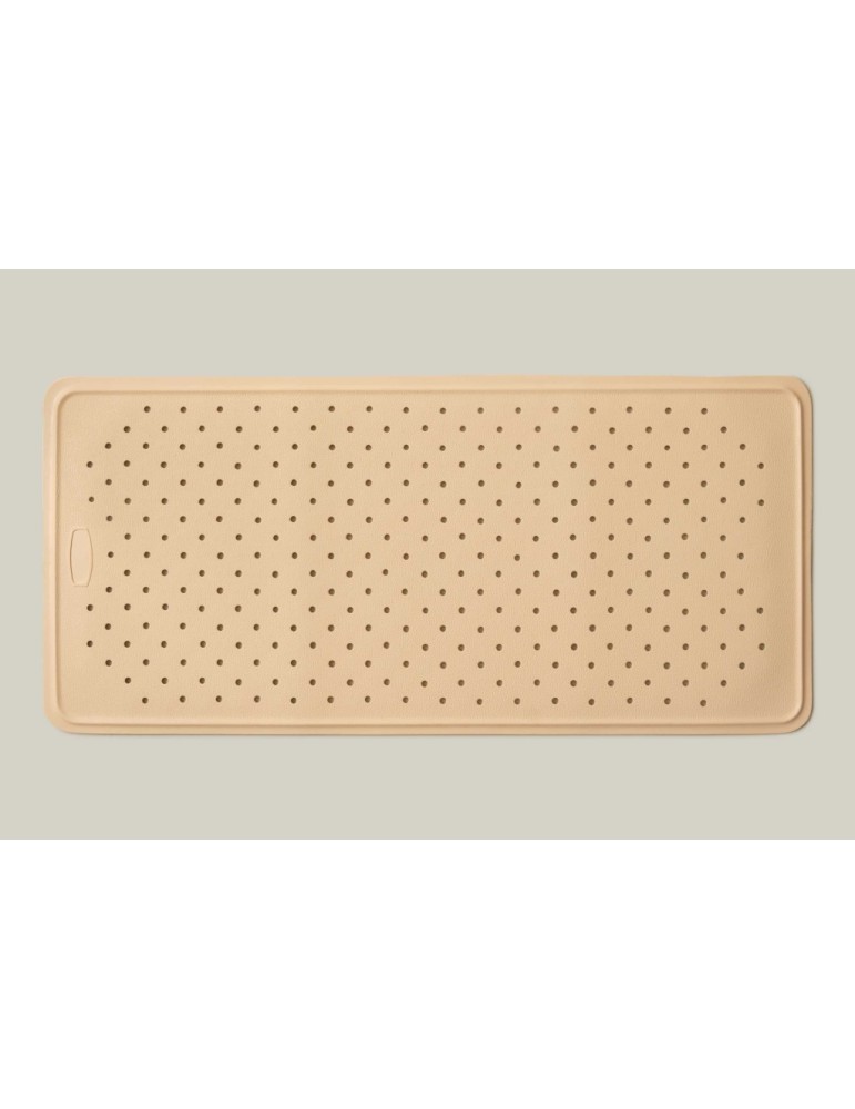 Alfombra de baño de caucho natural beige con ventosas antideslizantes