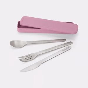 Set de 3 cubiertos Brabantia Make & Take Lilac Pink con estuche cerrado