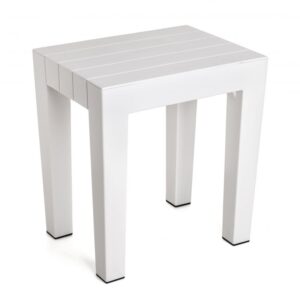 Taburete de ducha blanco Tatay Lombok con diseño de imitación madera