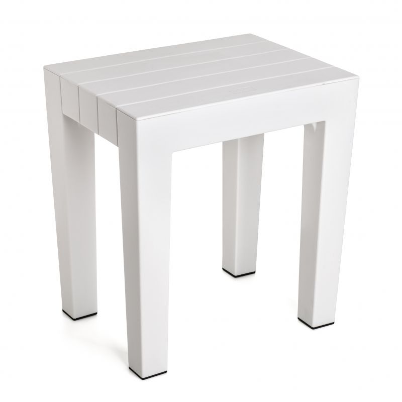 Taburete de ducha blanco Tatay Lombok con diseño de imitación madera